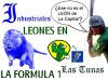 Un león corredor de formula 1 saliendo del latino