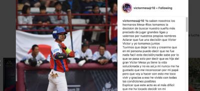 Declaraciones de Victor mesa Jr.: No fue nada fcil esta decisin.