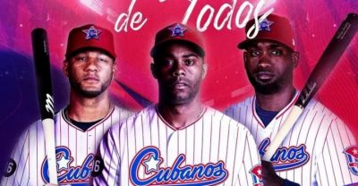 Equipo cubano de peloteros emigrados a Serie Intercontinental.